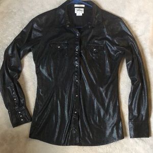 Ariat Long Sleeve Button Down | Black & Shiny | Cute Diamond Buttons | Size S
